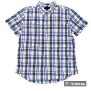 Men's TOMMY HILFIGER Custom Fit Button-Down‎ Short Sleeve Dress Shirt- Size XL